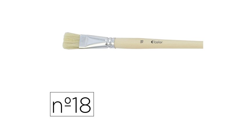 Brosse plate o'color poils soie porc nº18 virole         aluminium manche bois naturel lot 10 unites