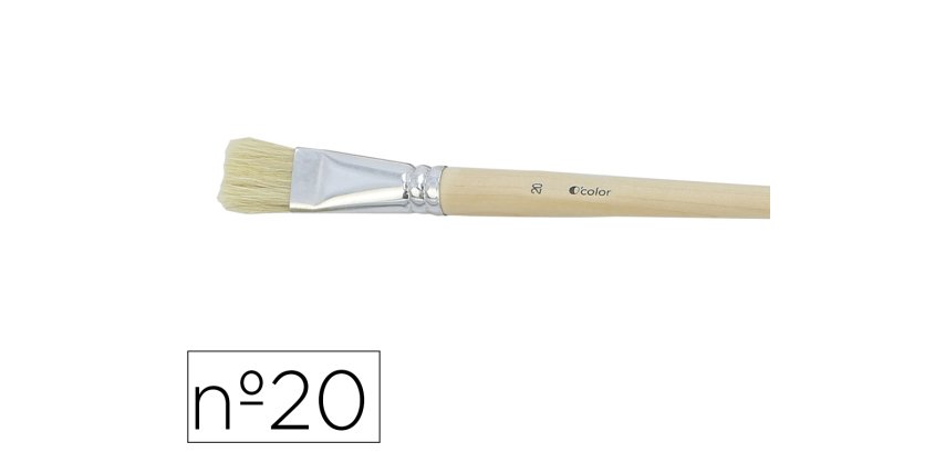 Brosse plate o'color poils soie porc nº20 virole         aluminium manche bois naturel lot 10 unites