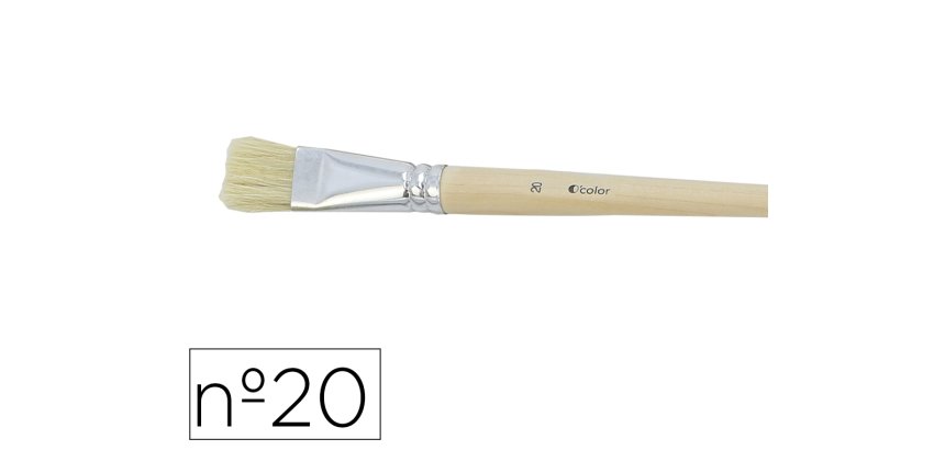Brosse plate o'color poils soie porc nº20 virole         aluminium manche bois naturel lot 10 unites