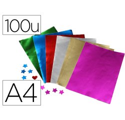 Feuille metallisee o'color a4 coloris assortis sachet 100   unites