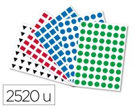 Gommette o'color a5 16mm repositionnable temporairement formes assorties coloris assortis sachet 40 planches 2520 unites