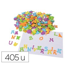 Lettre o'color mousse eva caoutchouc adhesive hauteur   3cm coloris assortis sachet   405 unites