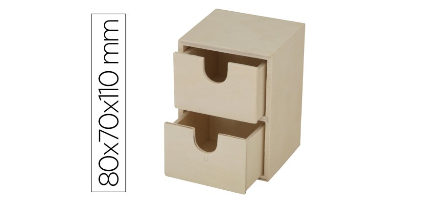 Mini commode o'color bois a decorer 2 tiroirs coulissants coloris naturel 8x7x11cm