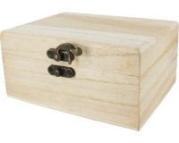 Boite a the o'color bois a decorer 2 compartiments       fermeture loquet metal        coloris naturel 14,5x11x7cm