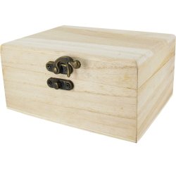 Boite a the o'color bois a decorer 2 compartiments       fermeture loquet metal        coloris naturel 14,5x11x7cm