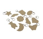 Porte-cles o'color bois a decorer formes assorties 6cm  sachet 10 unites