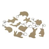 Porte-cles o'color bois a decorer formes animaux 7cm    sachet 10 unites