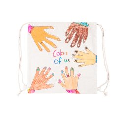 Sac a dos o'color coton a decorer cordons 38x38cm       coloris blanc lot 10 unites