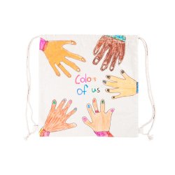 Sac a dos o'color coton a decorer cordons 38x38cm       coloris blanc lot 10 unites