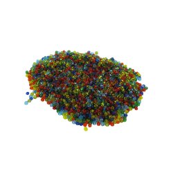 Bocal de 500 perles de rocailles transparentes, diamètre 2,5mm, couleurs assorties