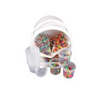 Perles cassis o'color diametre 9mm coloris assortis schoolpack seau 3000 unites + 10 pots vides