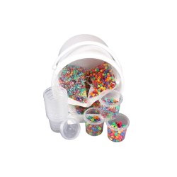 Perles cassis o'color diametre 9mm coloris assortis schoolpack seau 3000 unites + 10 pots vides