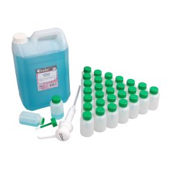 Colle naturelle o'color bleue transparente apres sechage schoolpack 5l + 1 pompe 20ml + 30flacons pinceaux 80ml vides