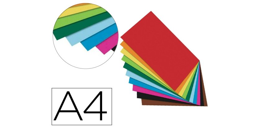 Papier a dessin teinte folia din a4 130g 10 coloris        assortis paquet 100 unites