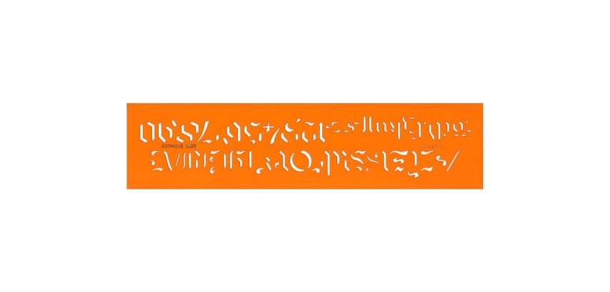 Normographe minerva nº8 trace lettre gothique plastique     coloris orange