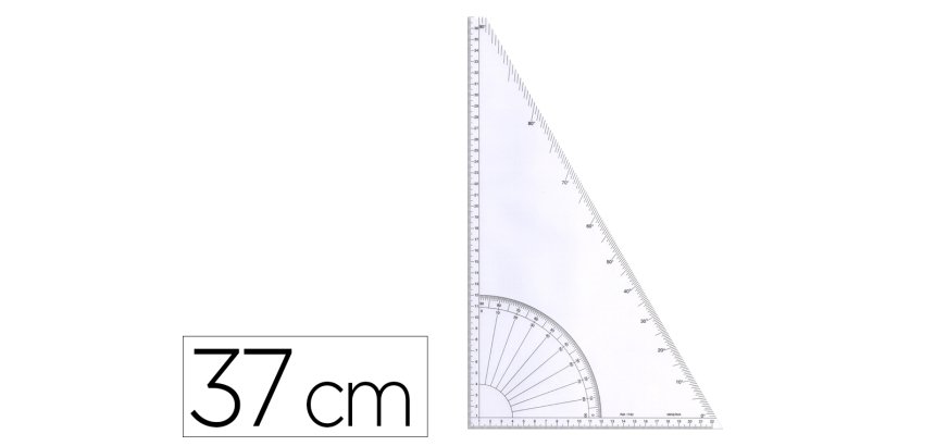Equerre minerva regle 37cm equerre 60º rapporteur quart  cercle 90º coloris transparent