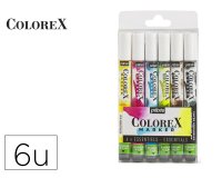 Set marqueur pebeo colorex rechargeable base encre       aquarelle pointe pinceau 1mm  coloris assortis blister 6
