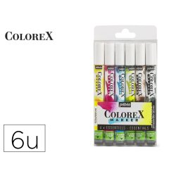 Set marqueur pebeo colorex rechargeable base encre       aquarelle pointe pinceau 1mm  coloris assortis blister 6