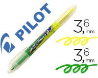 Surligneur pilot begreen spotliter vw double pointe    biseautee trait 3,6mm coloris jaune et vert