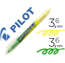 Surligneur pilot begreen spotliter vw double pointe    biseautee trait 3,6mm coloris jaune et vert