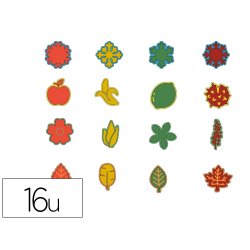 Tampons sodertex mousse eva 4 saisons 5cm motifs assortis fleur fruits feuilles flocons coloris assortis pack 16 unites