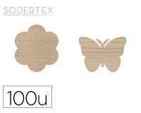 Formes a decorer sodertex fleurs et papillons bois      diametre 3,5cm pack 100       unites