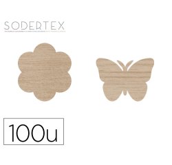 Formes a decorer sodertex fleurs et papillons bois      diametre 3,5cm pack 100       unites