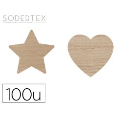 Formes a decorer sodertex coeurs et etoiles bois        diametre 3,5cm pack 100       unites