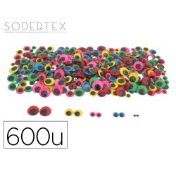 Yeux mobiles sodertex adhesifs differentes tailles  coloris assortis maxi pack    600 unites