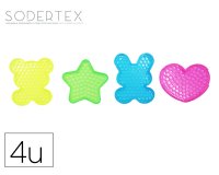 Plaque aqua perles sodertex fantaisie coeur 6,5cm etoile  6cm lapin 6,5cm ours 6cm      coloris assortis pack 4 unites