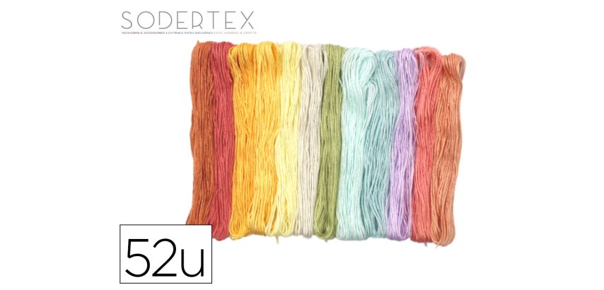 Fil sodertex broder/bracelets bresiliens 8m 13 coloris      pastel assortis lot 52 unites