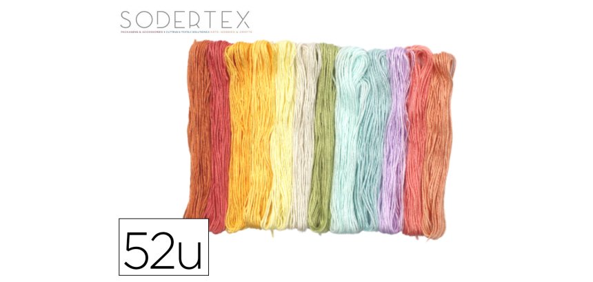 Fil sodertex broder/bracelets bresiliens 8m 13 coloris      pastel assortis lot 52 unites