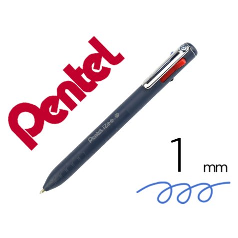 Stylo à bille rétractable 4 couleurs iZee, bleu foncé