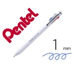Stylo-bille pentel 4 couleurs izee retractable pointe large 1mm clip metal corps blanc