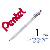 Stylo à bille rétractable 4 couleurs iZee, blanc