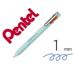 Stylo-bille pentel 4 couleurs izee retractable pointe large 1mm clip metal corps vert     menthe