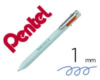 Stylo-bille pentel 4 couleurs izee retractable pointe large 1mm clip metal corps vert     menthe