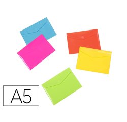 Presentoir viquel pochette enveloppe rainbow pastel a5 250x180mm pp 2/10e brillant fermeture rabat et velcro coloris ass