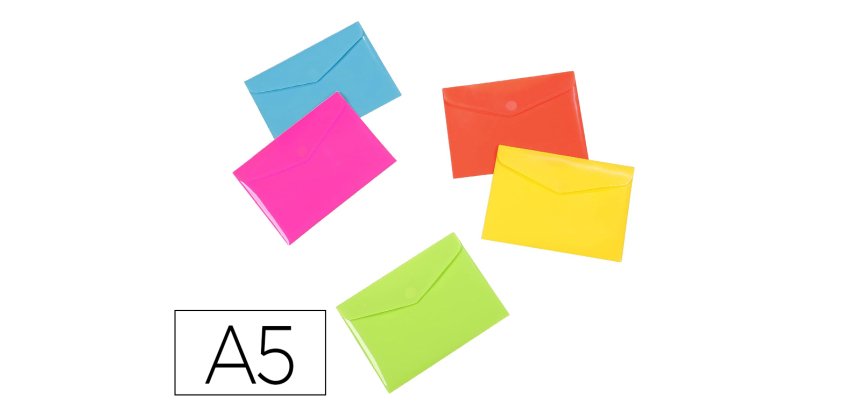 Presentoir viquel pochette enveloppe rainbow pastel a5 250x180mm pp 2/10e brillant fermeture rabat et velcro coloris ass