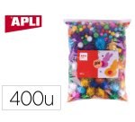 Pompons apli differents diametres de 10 a 50mm format maxi 13 coloris metallises    assortis sachet zip 400