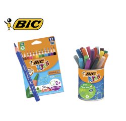 Lot scolaire bic kids special maternelle 12 etuis 12 crayonscouleur evolution + 5 pots 18 feutres visacolor xl 17 kits