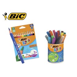Lot scolaire bic kids special maternelle 12 etuis 12 crayonscouleur evolution + 5 pots 18 feutres visacolor xl 17 kits