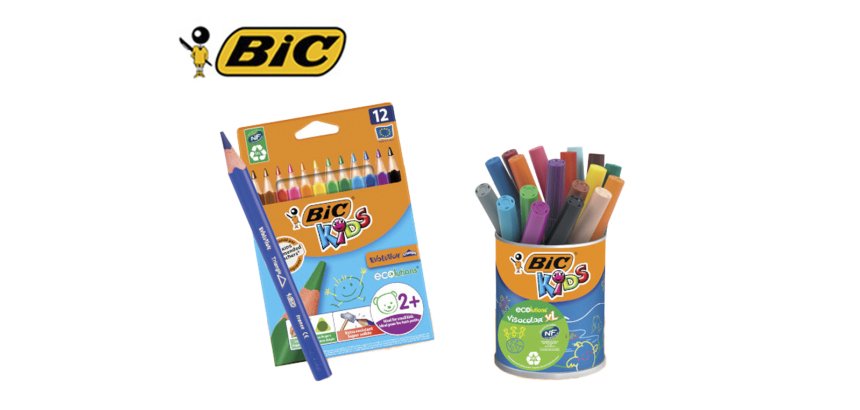 Lot scolaire bic kids special maternelle 12 etuis 12 crayonscouleur evolution + 5 pots 18 feutres visacolor xl 17 kits
