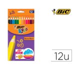 Crayon couleur bic kids super soft etui carton 12 unites +  1 taille-crayons
