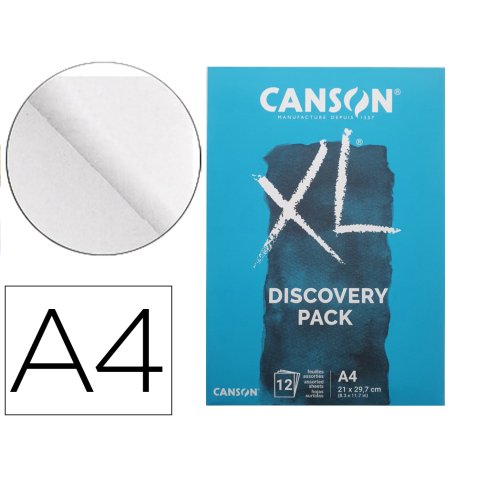 Pochette canson decouverte xl a4 papiers assortis technique humide 12 feuilles