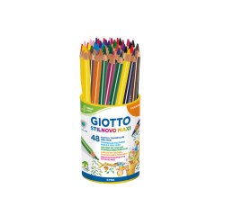Crayon couleur giotto stilnovo maxi coloris         assortis pot 48 unites