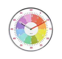 Horloge cep speciale apprentissage pedagogique heure diametre 30cm mouvement silencieux   coloris vif pile lr6 fournie