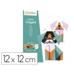 My little origami avenue mandarine modele chien        12x12cm 70g 20 feuilles