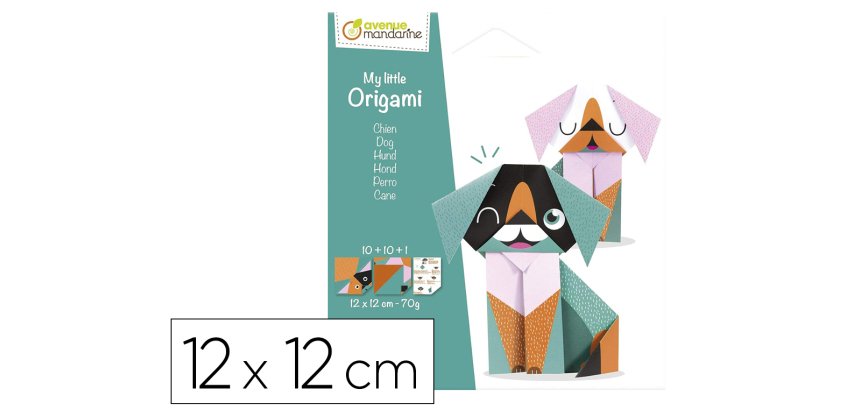 My little origami avenue mandarine modele chien        12x12cm 70g 20 feuilles