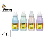 Peinture a l'eau cleopatre nefertari pailletee tous      supports flacon 250ml coloris pastel assortis lot 4 unites
